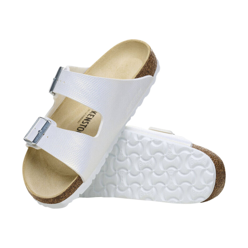 Birkenstock Arizona Birko Flor Embossed Sandal - Shiny White - Lenny's Shoe & Apparel