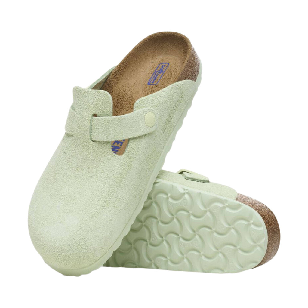 Birkenstock Boston Soft Footbed Suede Leather Clog - Faded Lime - Lenny's Shoe & Apparel