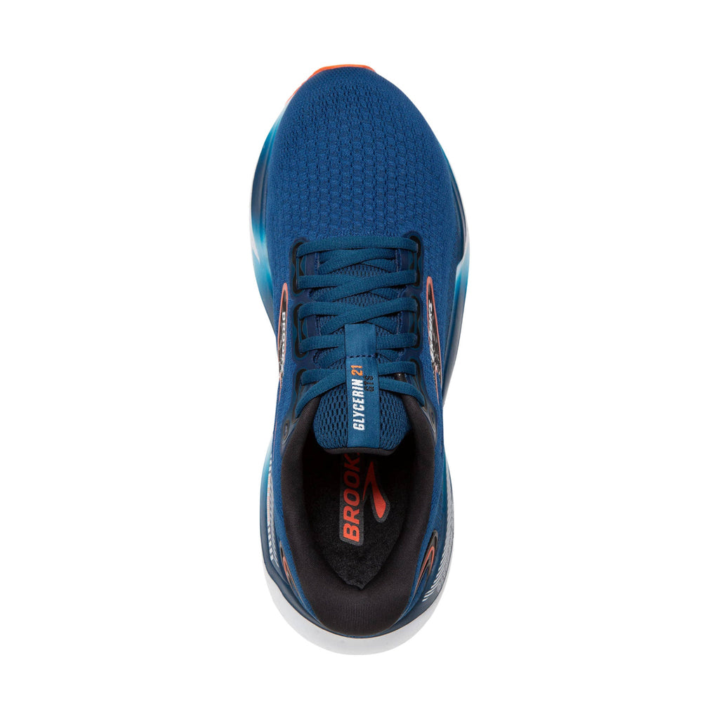 Brooks Men's Glycerin GTS 21 Road Running Shoes - Blue Opal/Black/Nasturtium - Lenny's Shoe & Apparel