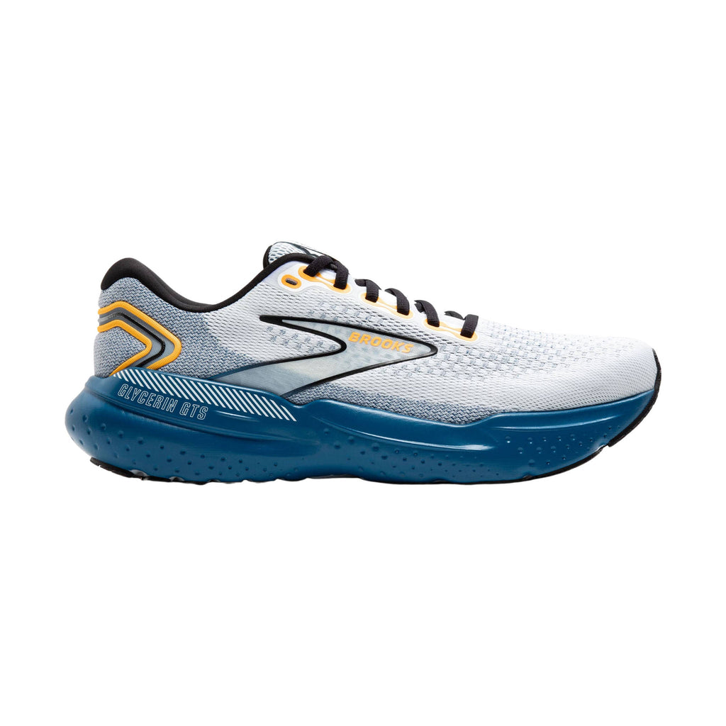 Brooks Men's Glycerin GTS 21 Road Running Shoes - White/Sapphire/Orange - Lenny's Shoe & Apparel