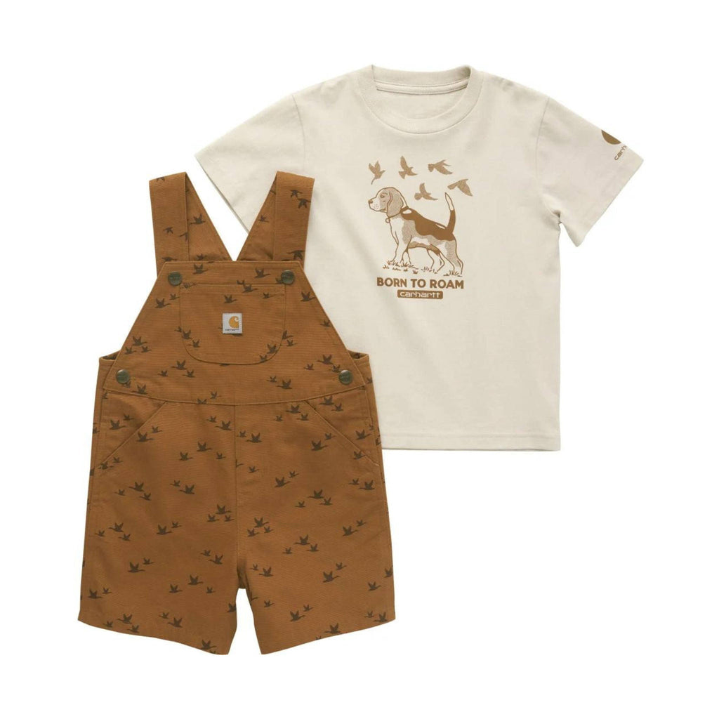 Carhartt Boys' Toddler Short Sleeve T Shirt And Canvas Print Shortall Set - Carhartt Brown - Lenny's Shoe & Apparel