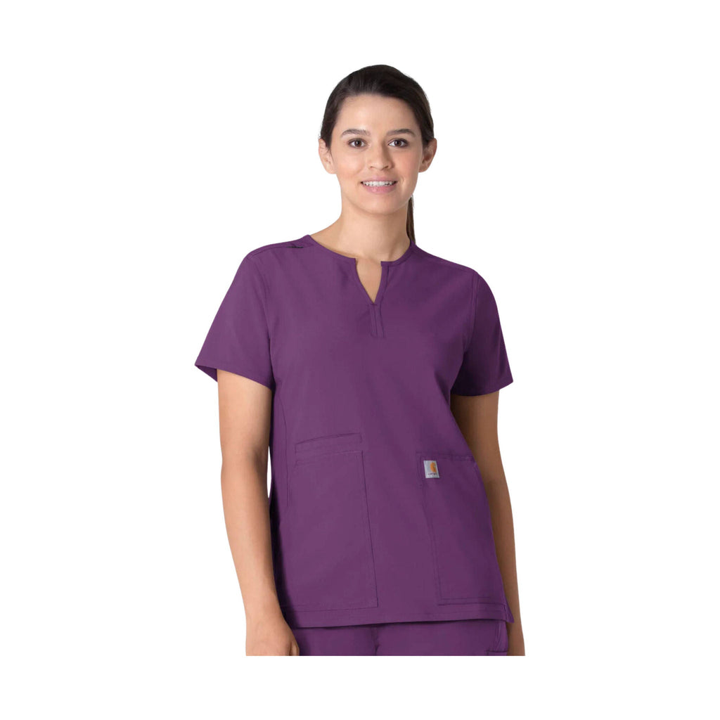 Carhartt Force Women's Notch Neck Tunic Scrub Top - Eggplant - Lenny's Shoe & Apparel