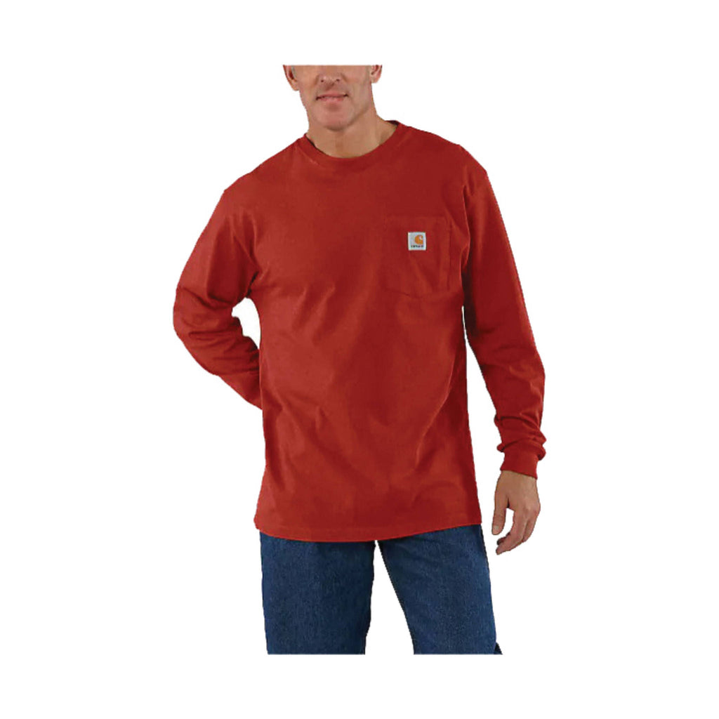 Carhartt Men's Long Sleeve Workwear Pocket T - Shirt - Chili Pepper Heather - Lenny's Shoe & Apparel