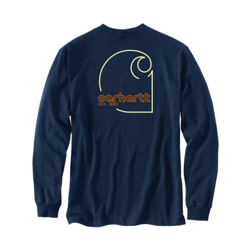 Carhartt Men's Loose Fit Heavyweight Long Sleeve Pocket C Graphic Tee - Navy - Lenny's Shoe & Apparel