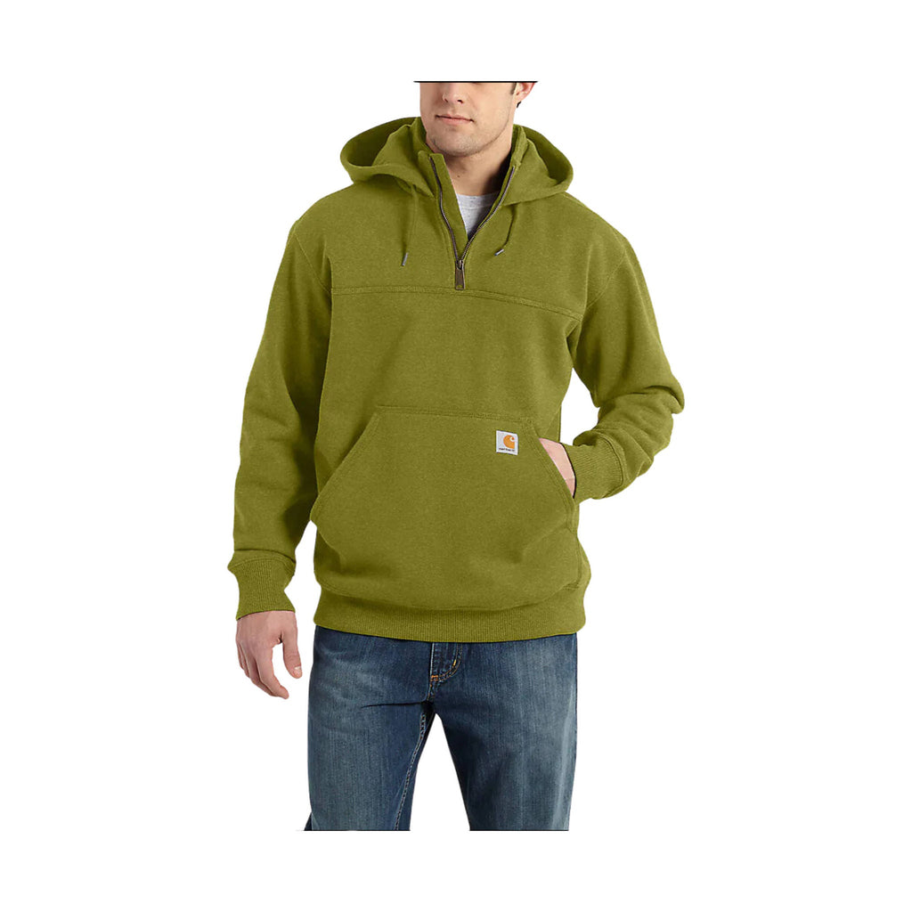 Carhartt Men's Rain Defender Paxton Heavyweight Hooded Quarter Zip Mock Sweatshirt - Dill Heather - Lenny's Shoe & Apparel