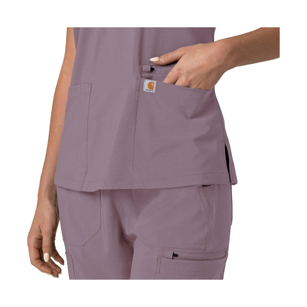 Carhartt Women's Force Cross Flex Panel V Neck Scrub Top - Lavender Mist - Lenny's Shoe & Apparel