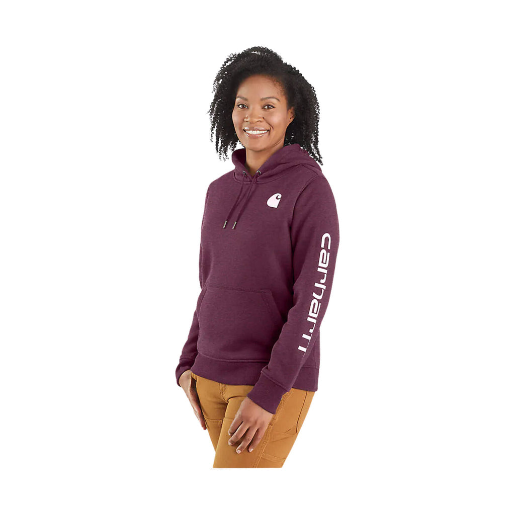 Carhartt Women's Relaxed Fit Midweight Logo Sleeve Graphic Sweatshirt - Blackberry Heather - Lenny's Shoe & Apparel