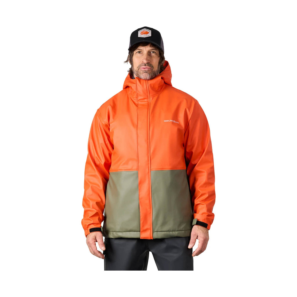 Grundens Men's Neptune Thermo Rain Jacket - Green/Orange - Lenny's Shoe & Apparel