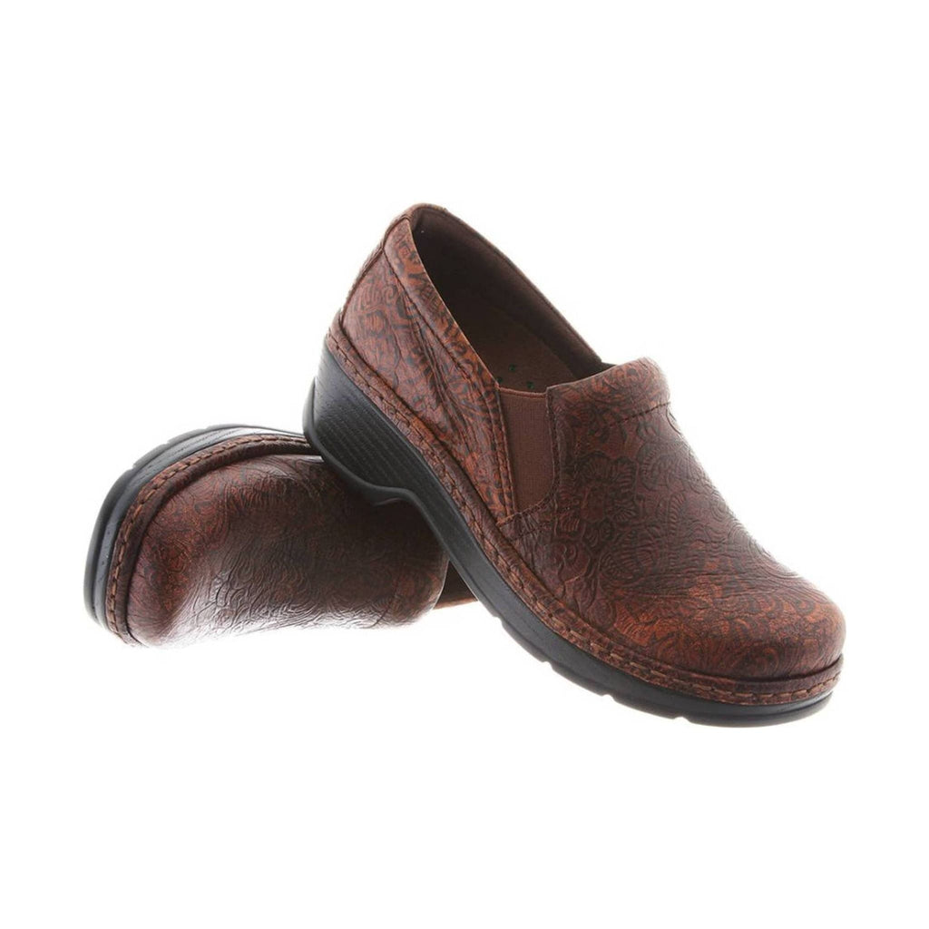 Klogs Women's Naples - Brown Floral Tooled - Lenny's Shoe & Apparel