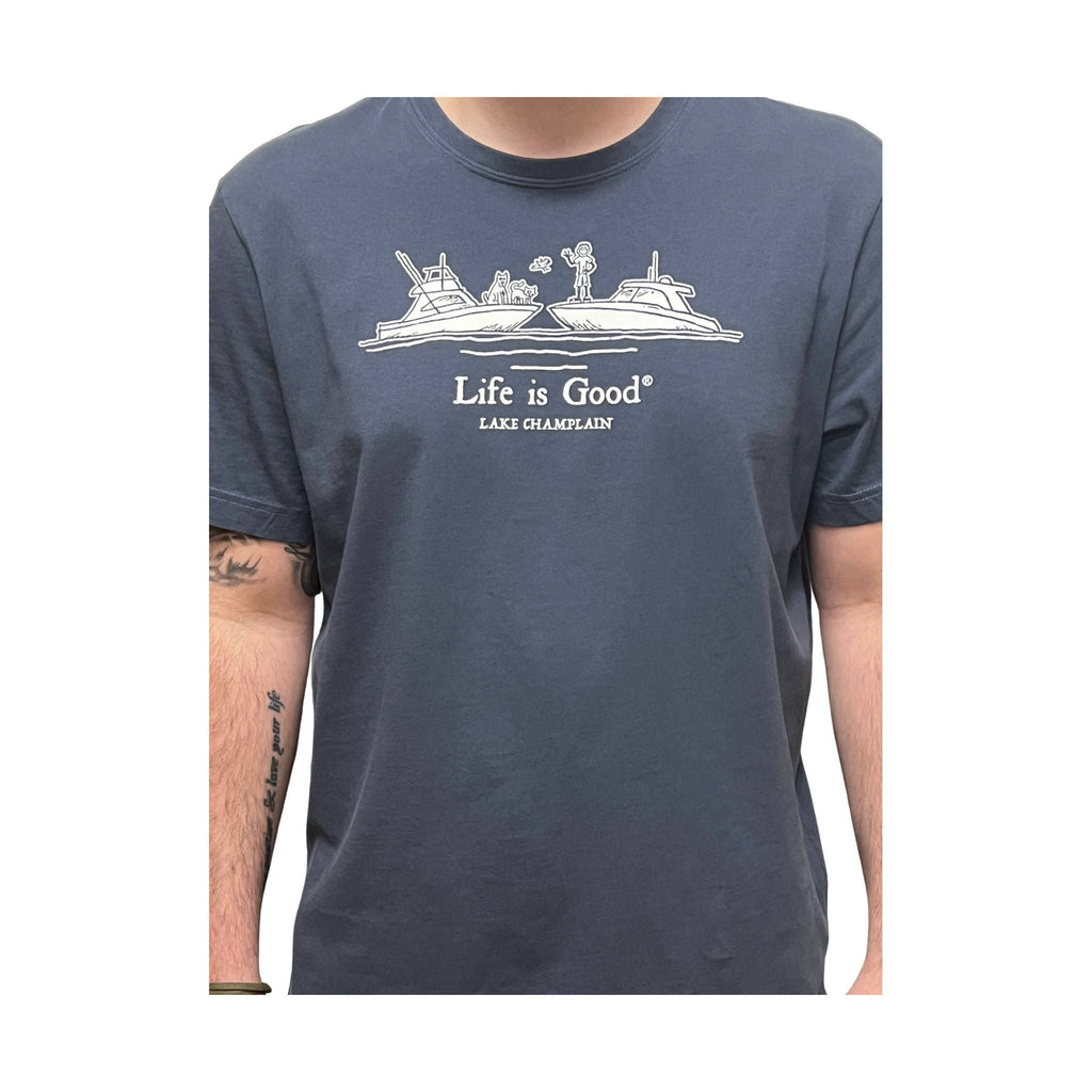 Life Is Good Men's Lake Champlain Exclusive Jake Crusher Tee - Darkest Blue - Lenny's Shoe & Apparel