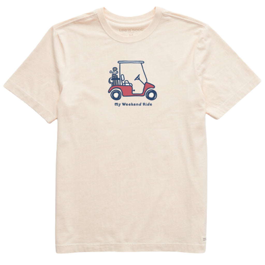 Life Is Good Men's My Weekend Ride Golf Crusher Lite Tee - Putty White FINAL SALE - Lenny's Shoe & Apparel