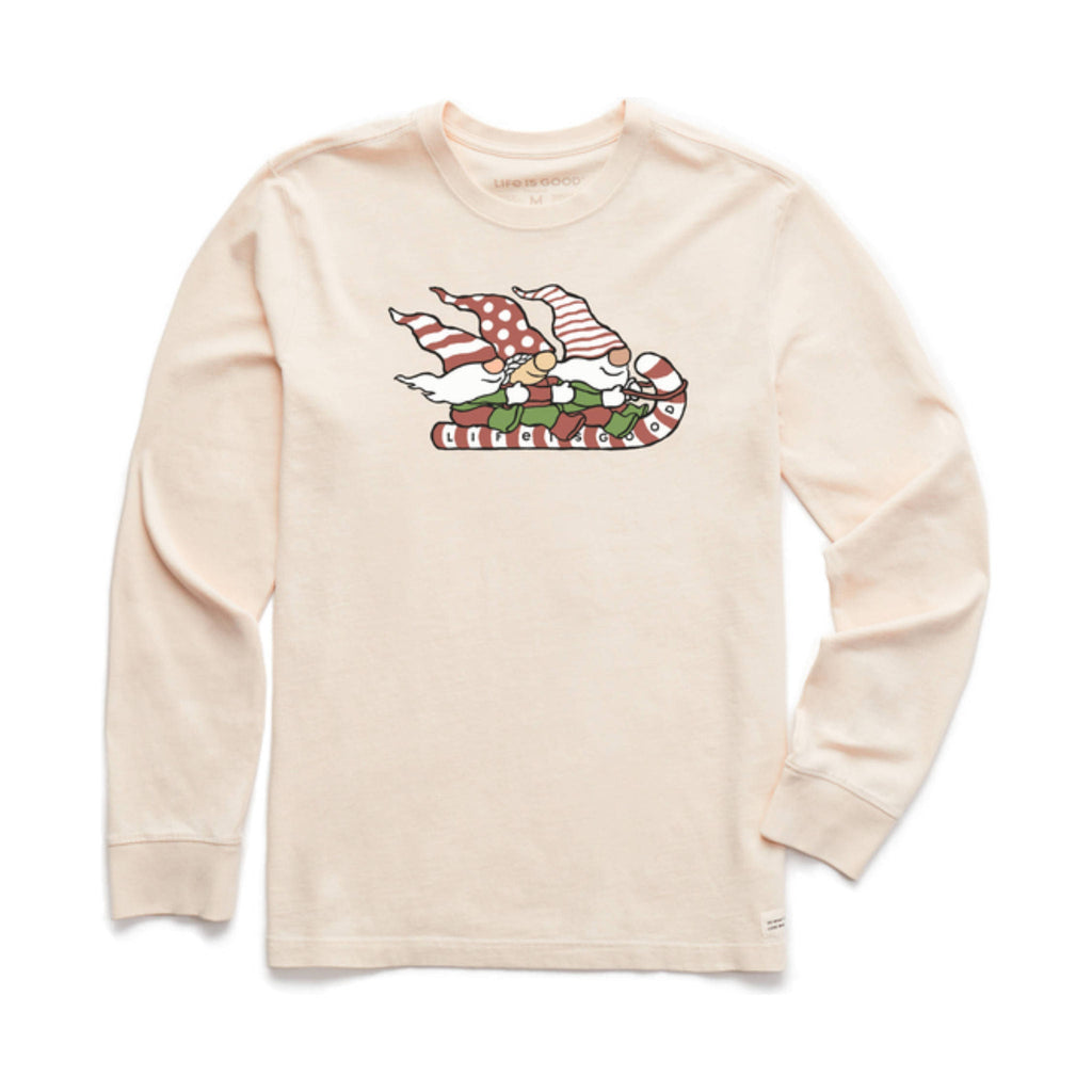 Life Is Good Men's Toboggan Ride Long Sleeve Crusher Tee - Putty White - Lenny's Shoe & Apparel