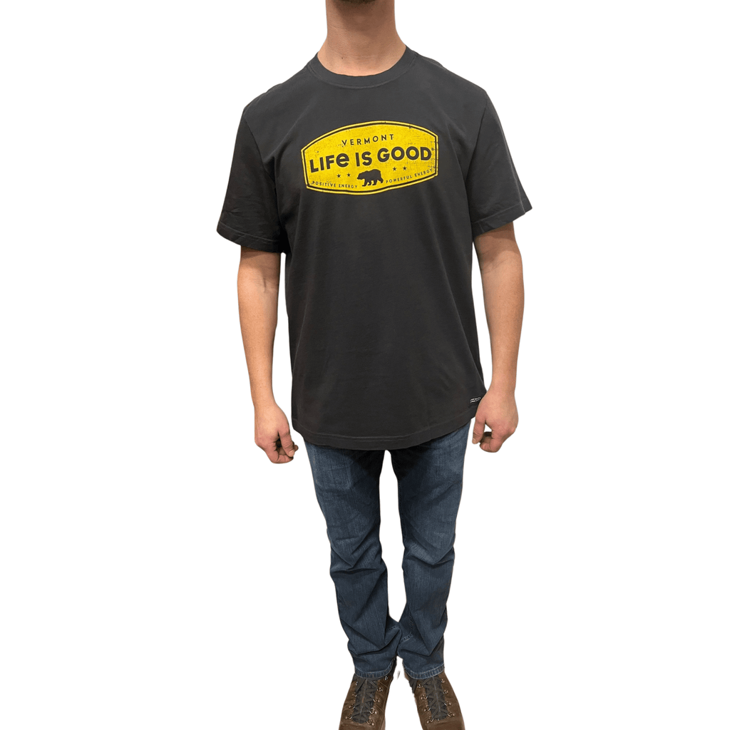 Life Is Good Men's Vermont Exclusive Bear Shape Tee - Black - Lenny's Shoe & Apparel