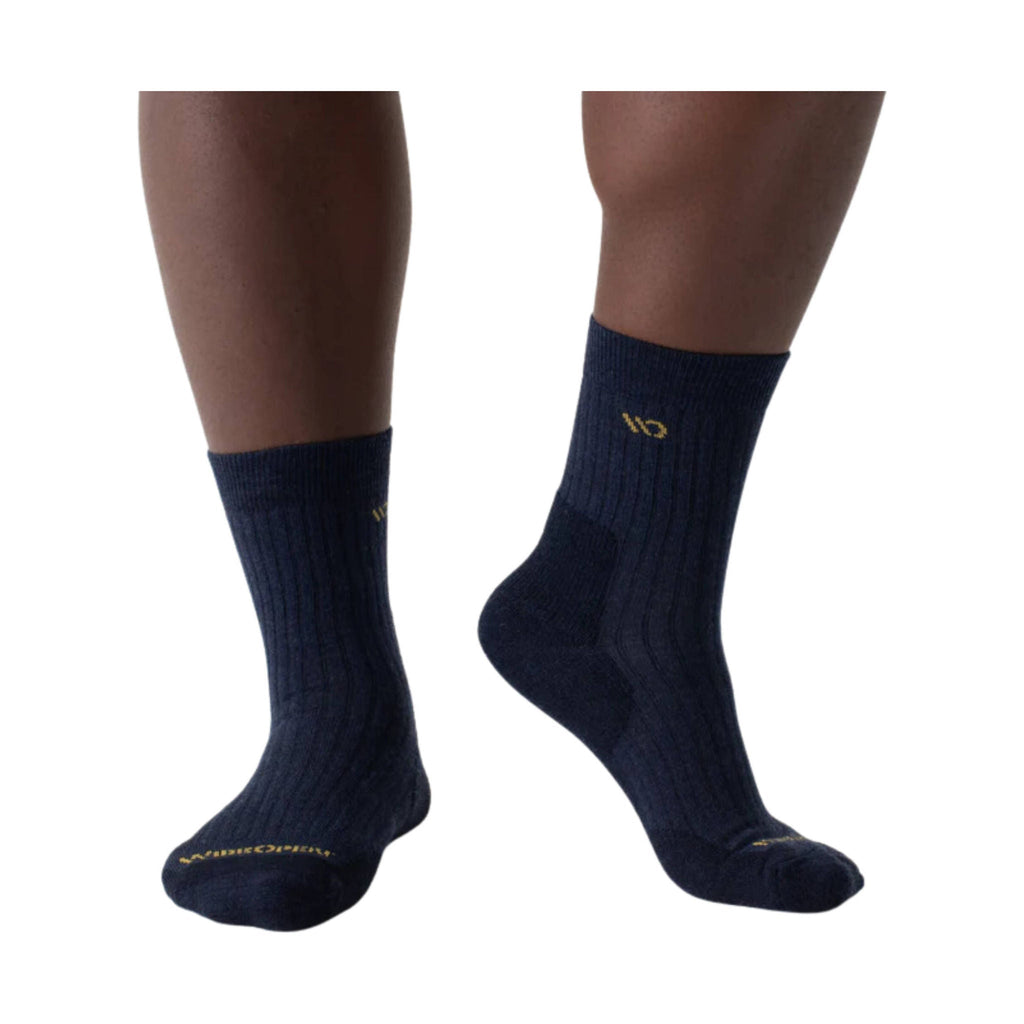 Wide Open Men's Solid Cushioned Micro Crew Socks - Denim - Lenny's Shoe & Apparel