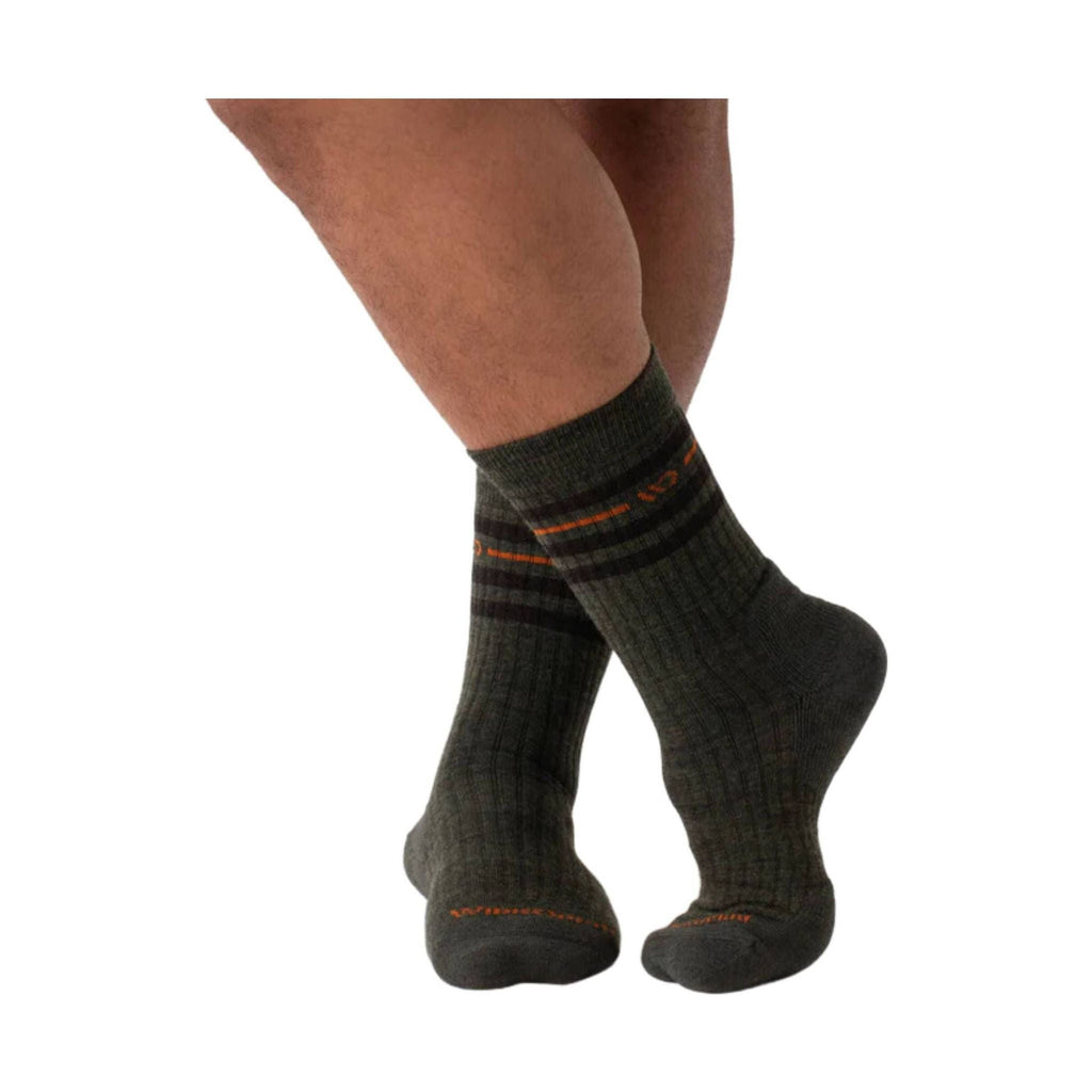 Wide Open Men's Vintage Stripe Cushioned Crew Socks - Forest - Lenny's Shoe & Apparel