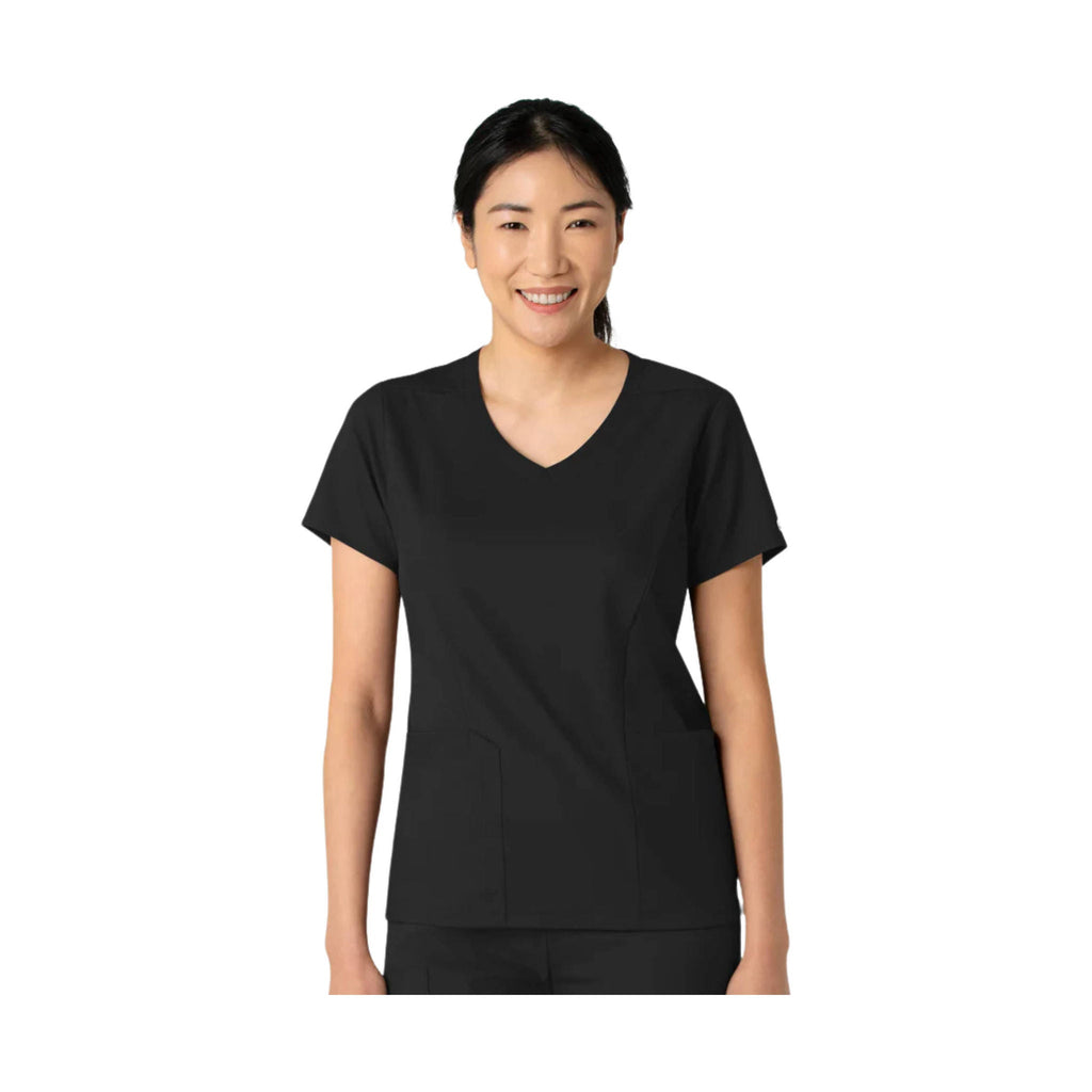 Wonder Wink Women's 2 Pocket V Neck Scrub Top - Black - Lenny's Shoe & Apparel