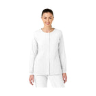 WonderWink Women's Crew Neck Warm Up Scrub Jacket - White - Lenny's Shoe & Apparel