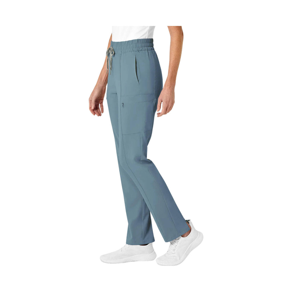 WonderWink Women's High Waist Slim Leg Scrub Pant - Elemental Blue - Lenny's Shoe & Apparel