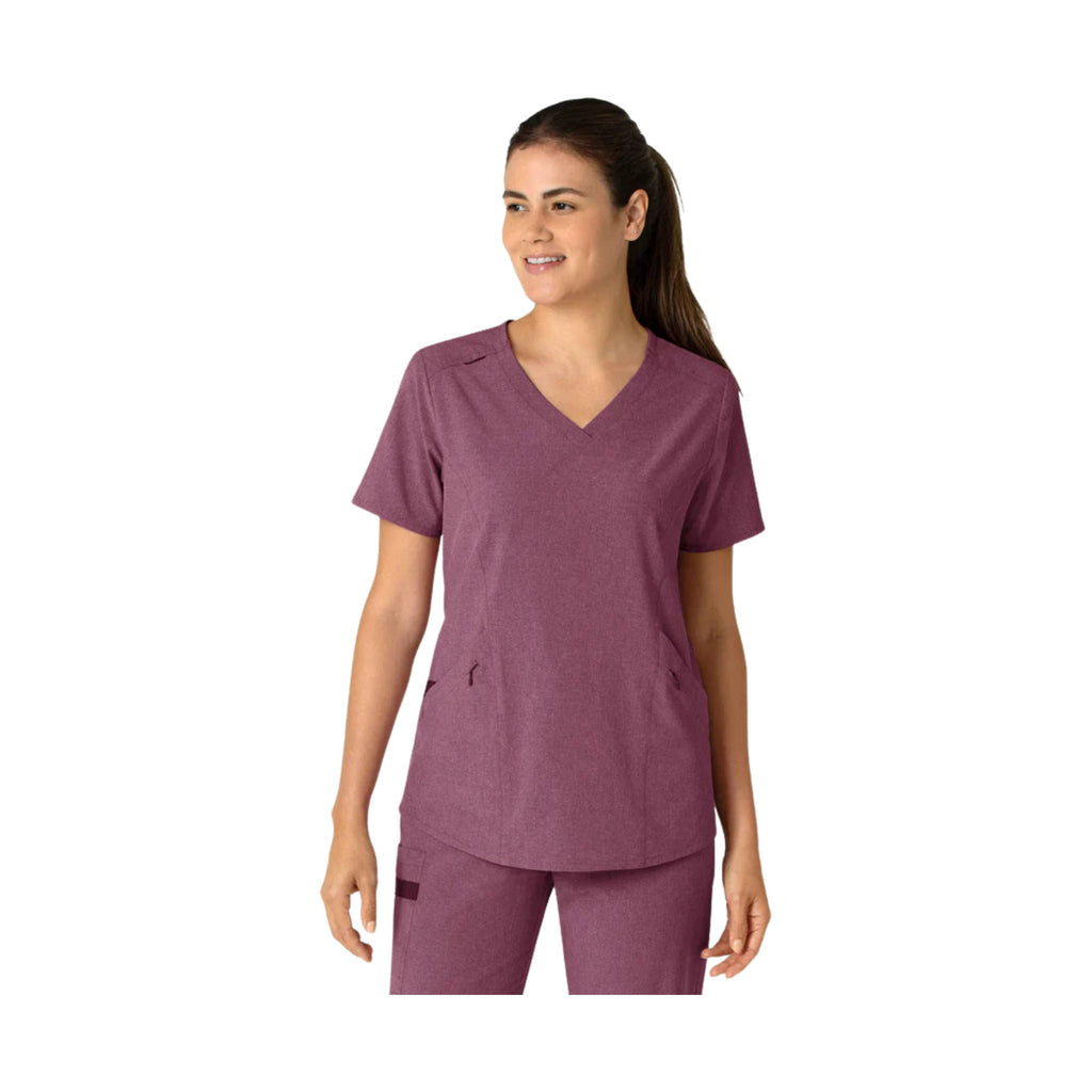 WonderWink Women's Renew V Neck Scrub Top - Wine Heather - Lenny's Shoe & Apparel