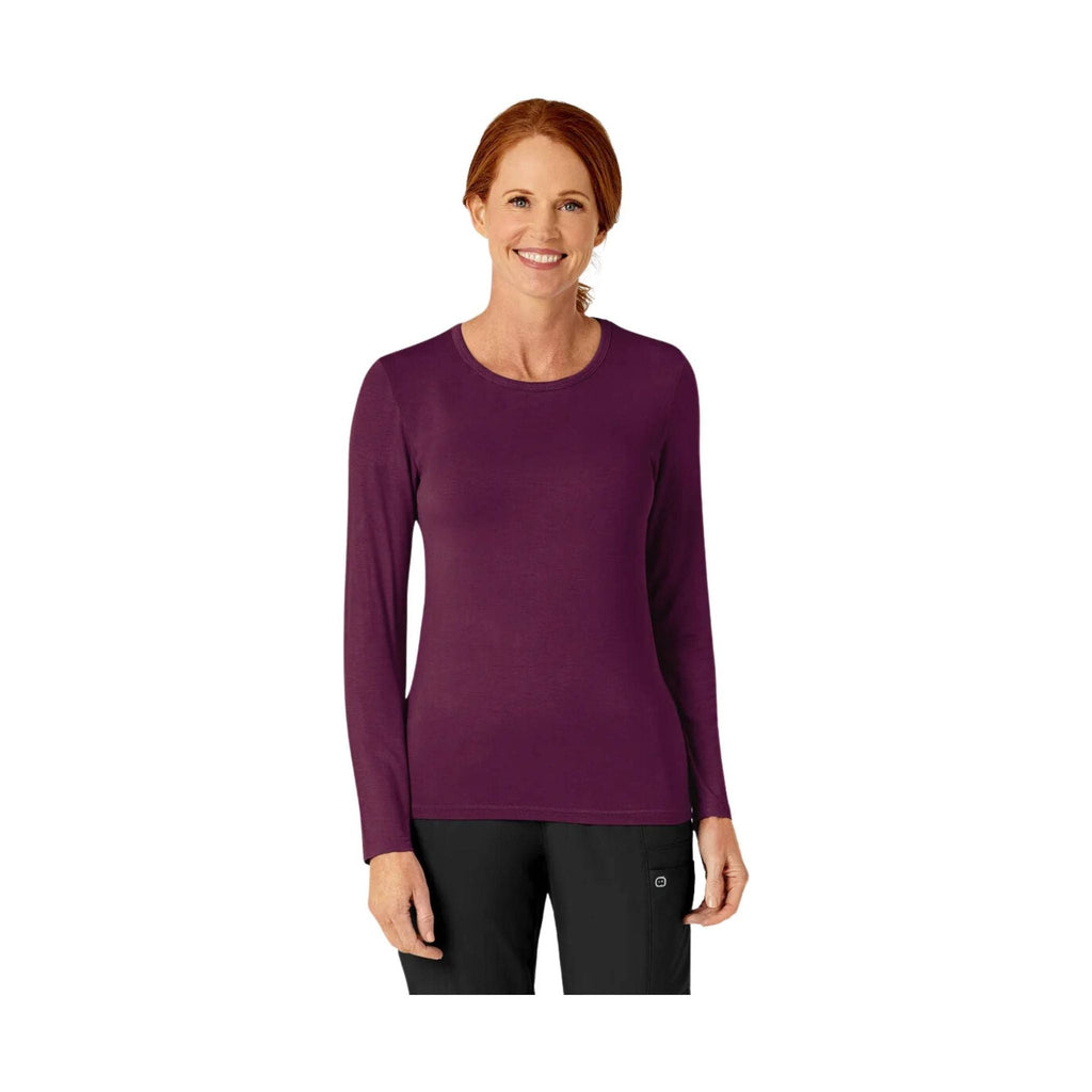 WonderWink Women's Silky Long Sleeve Top - Wine - Lenny's Shoe & Apparel