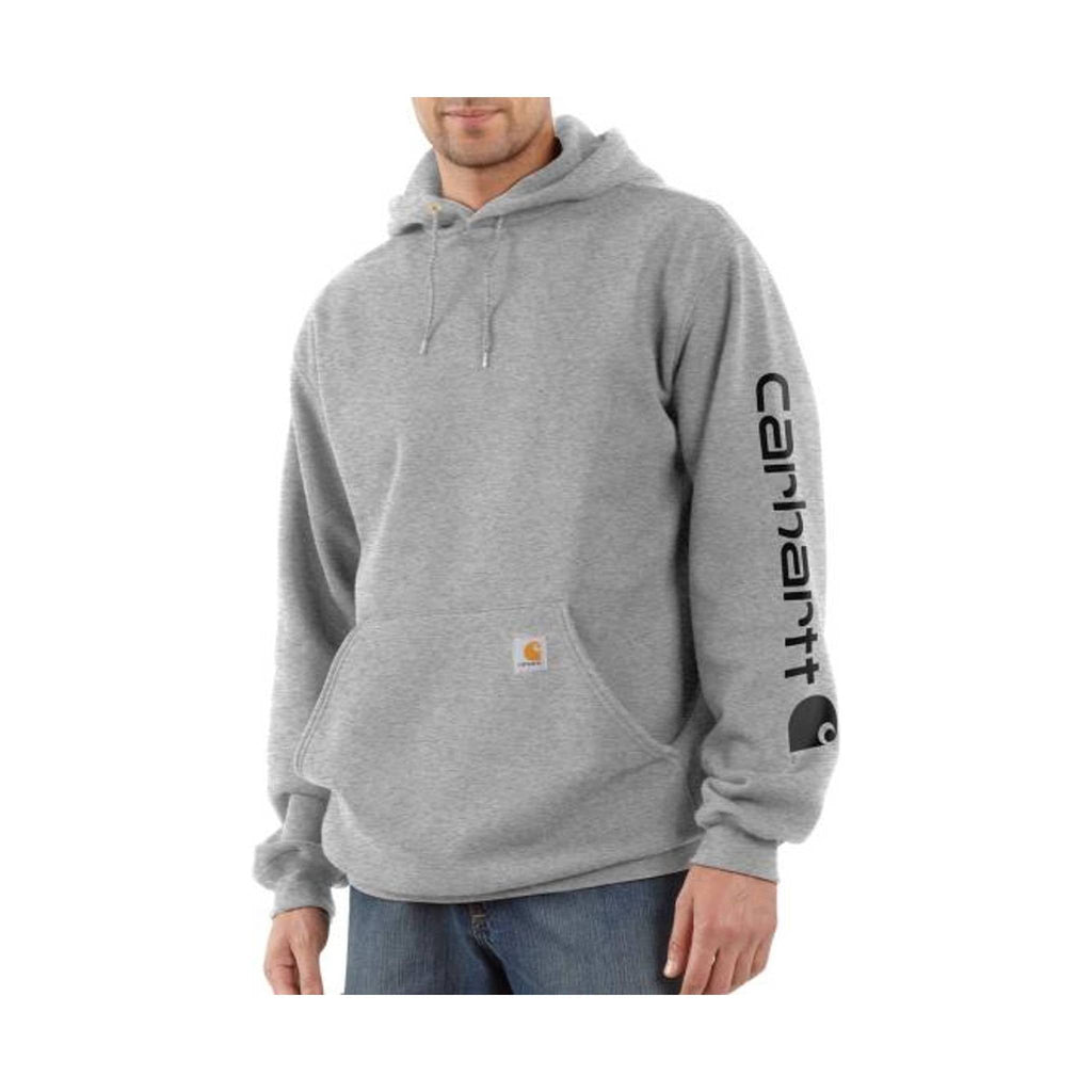 Carhartt Men's Midweight Hooded Logo Sweatshirt - Heather Gray Black - Lenny's Shoe & Apparel