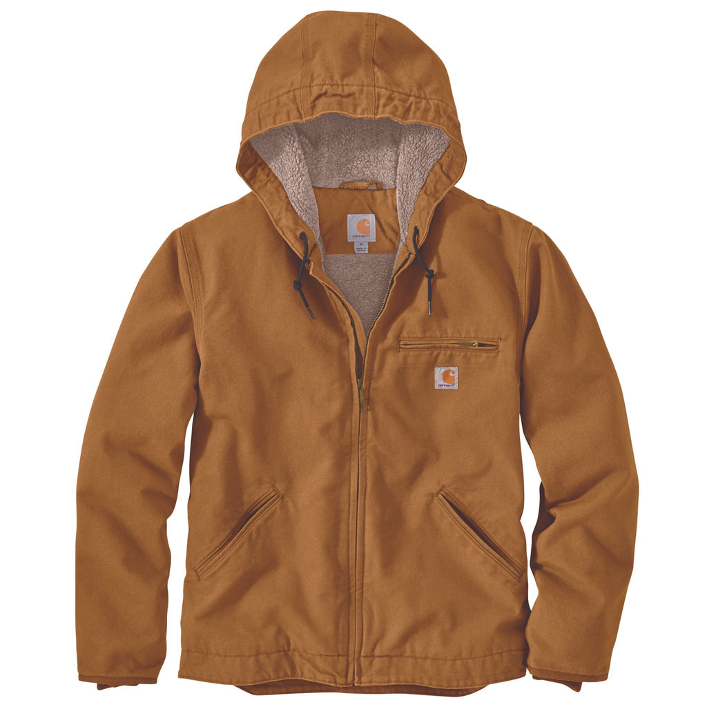 Carhartt Men's Relaxed Fit Washed Duck Sherpa Lined Jacket - Brown - Lenny's Shoe & Apparel