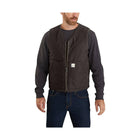 Carhartt Men's Relaxed Fit Washed Duck Sherpa Lined Vest - Dark Brown - Lenny's Shoe & Apparel