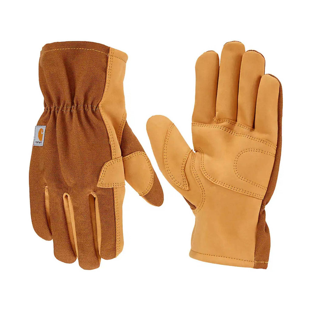 Carhartt Women's Duck Synthetic Leather Open Cuff Gloves - Brown - Lenny's Shoe & Apparel