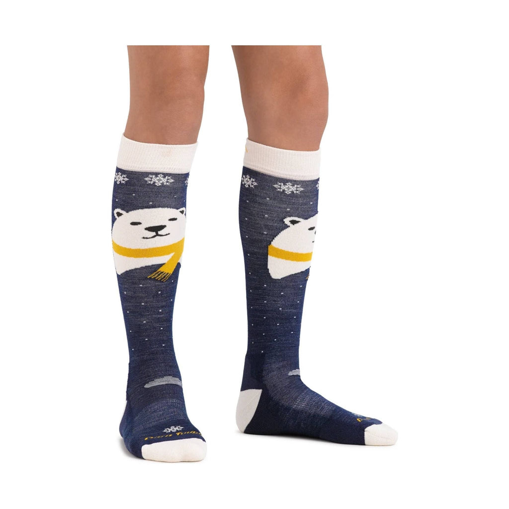 Darn Tough Vermont Kids' Polar Bear Over The Calf Midweight Ski and Snowboard Sock - Blue - Lenny's Shoe & Apparel