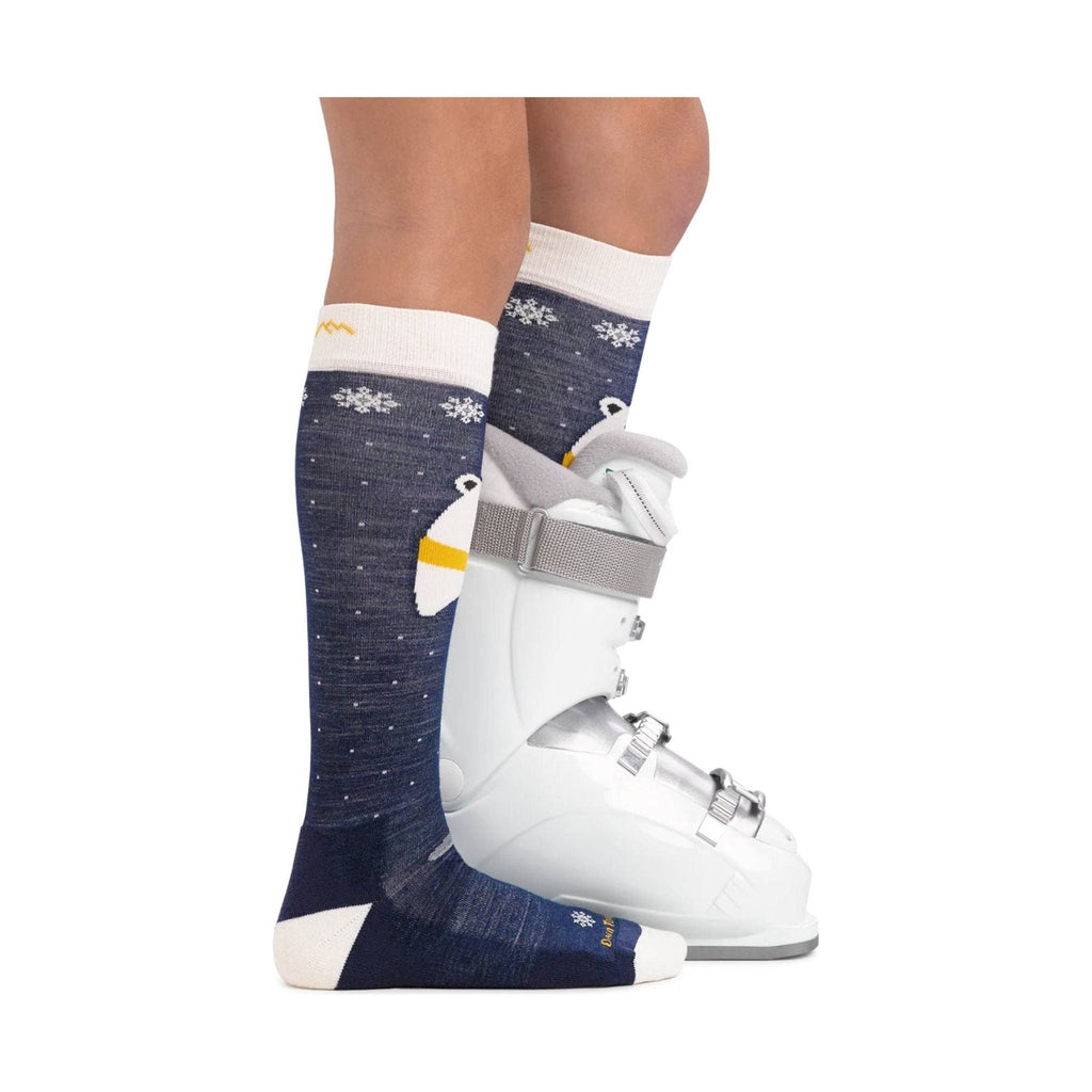 Darn Tough Vermont Kids' Polar Bear Over The Calf Midweight Ski and Snowboard Sock - Blue - Lenny's Shoe & Apparel