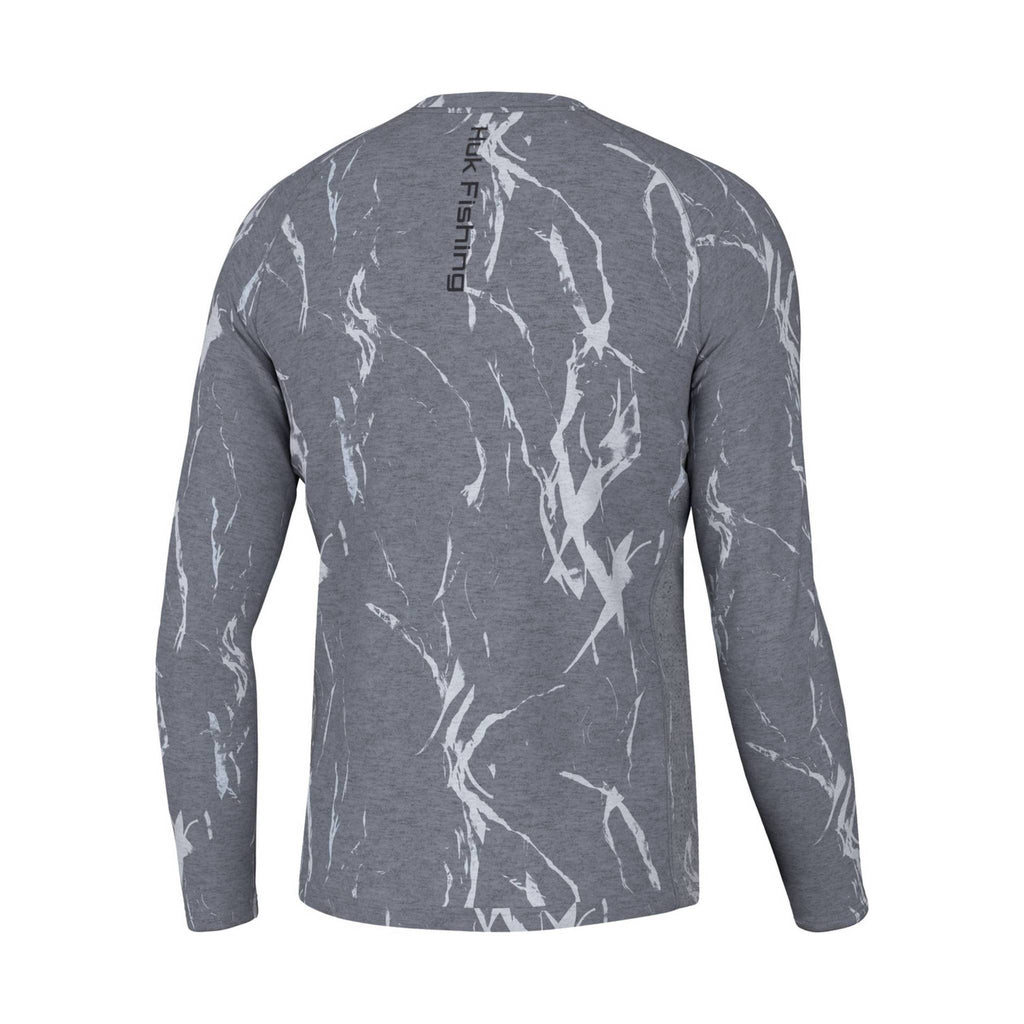 Huk Men's Kelp Wash Heather Pursuit Long Sleeve Top - Volcanic Ash Heather - Lenny's Shoe & Apparel