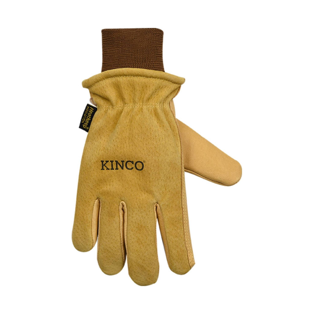 Kinco Men's Lined Premium Grain and Suede Pigskin Driver With Omni Cuff Gloves - Golden - Lenny's Shoe & Apparel