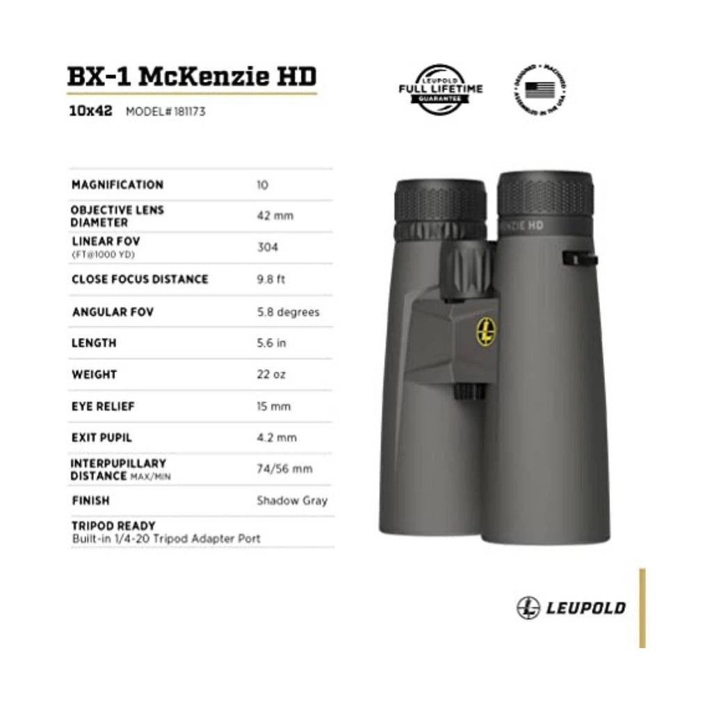 Leupold McKenzie Binouculars 10x42 - Grey - Lenny's Shoe & Apparel