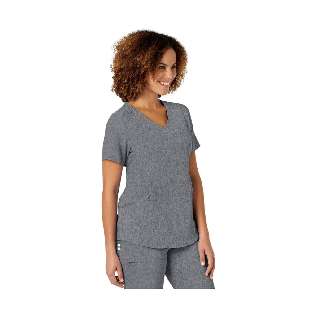 WonderWink Women's Renew V Neck Scrub Top - Grey Heather - Lenny's Shoe & Apparel