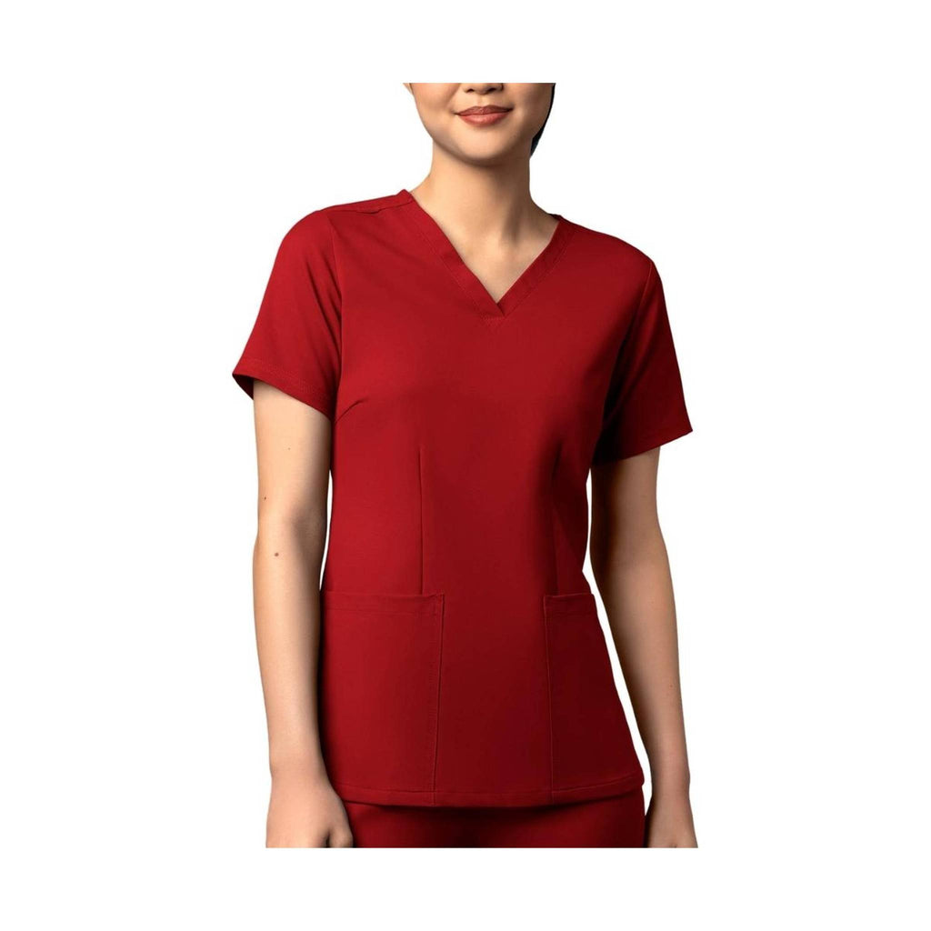 WonderWink Women's Thrive Fitted 3-Pocket V-Neck Scrub Top - Burgundy - Lenny's Shoe & Apparel